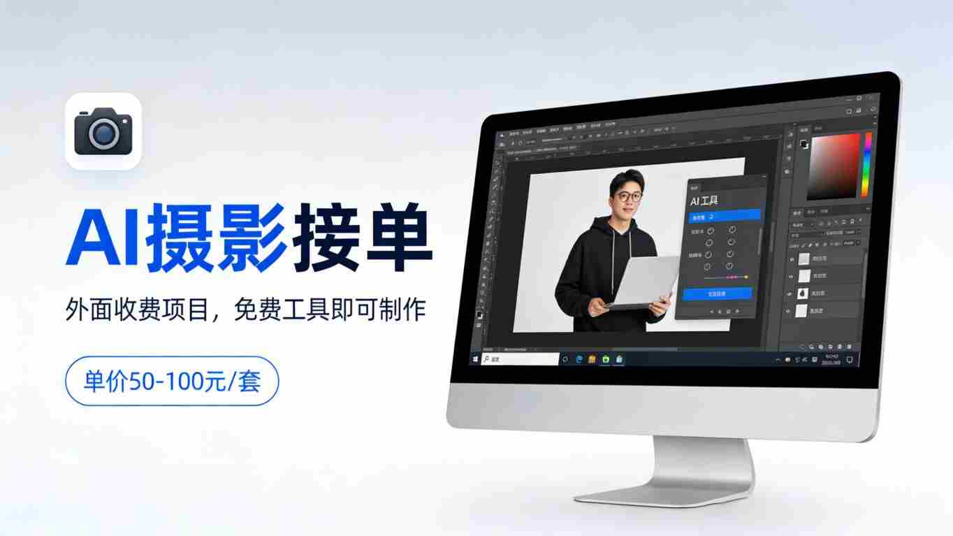 外面收费项目，AI摄影接单，免费工具就可以做，单价50-100一套-网创资源