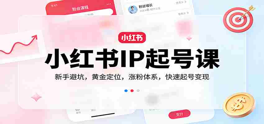 小红书IP起号课：新手避坑，黄金定位，涨粉体系，快速起号变现-网创资源