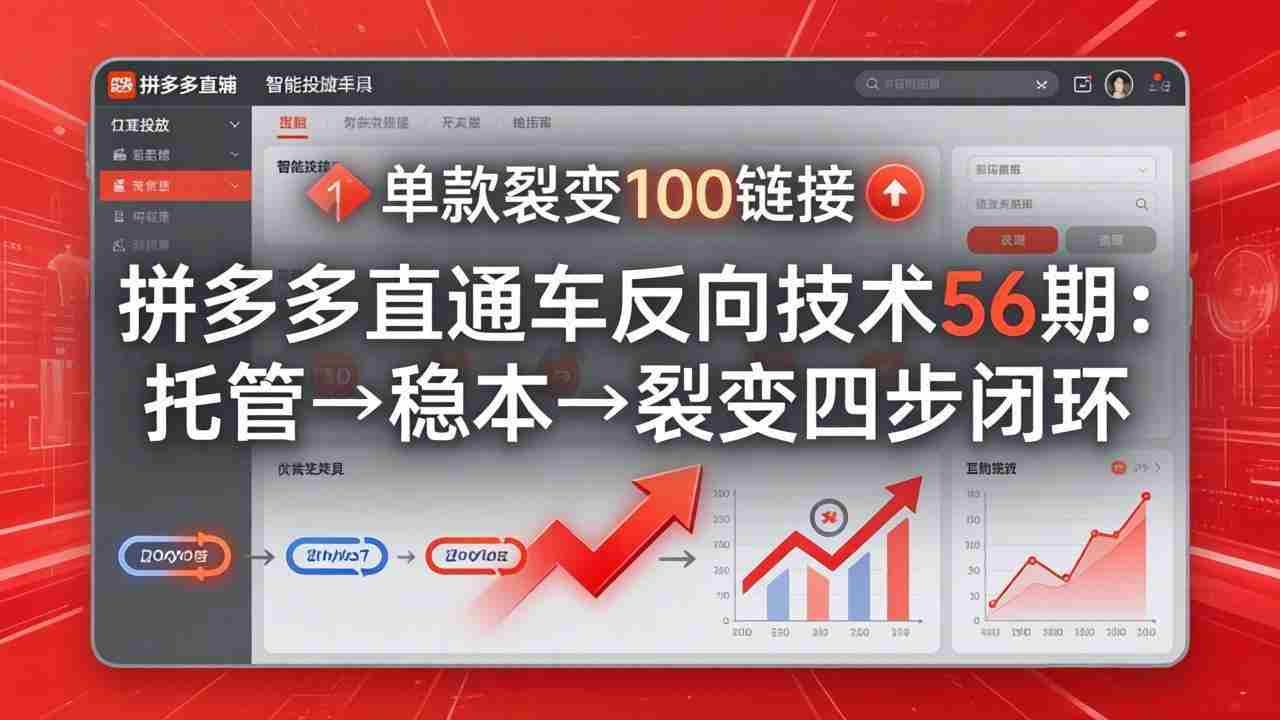 （17737期）拼多多直通车反向技术56期：托管→稳本→裂变四步闭环，单款裂变100链接抢占核心流量-网创资源