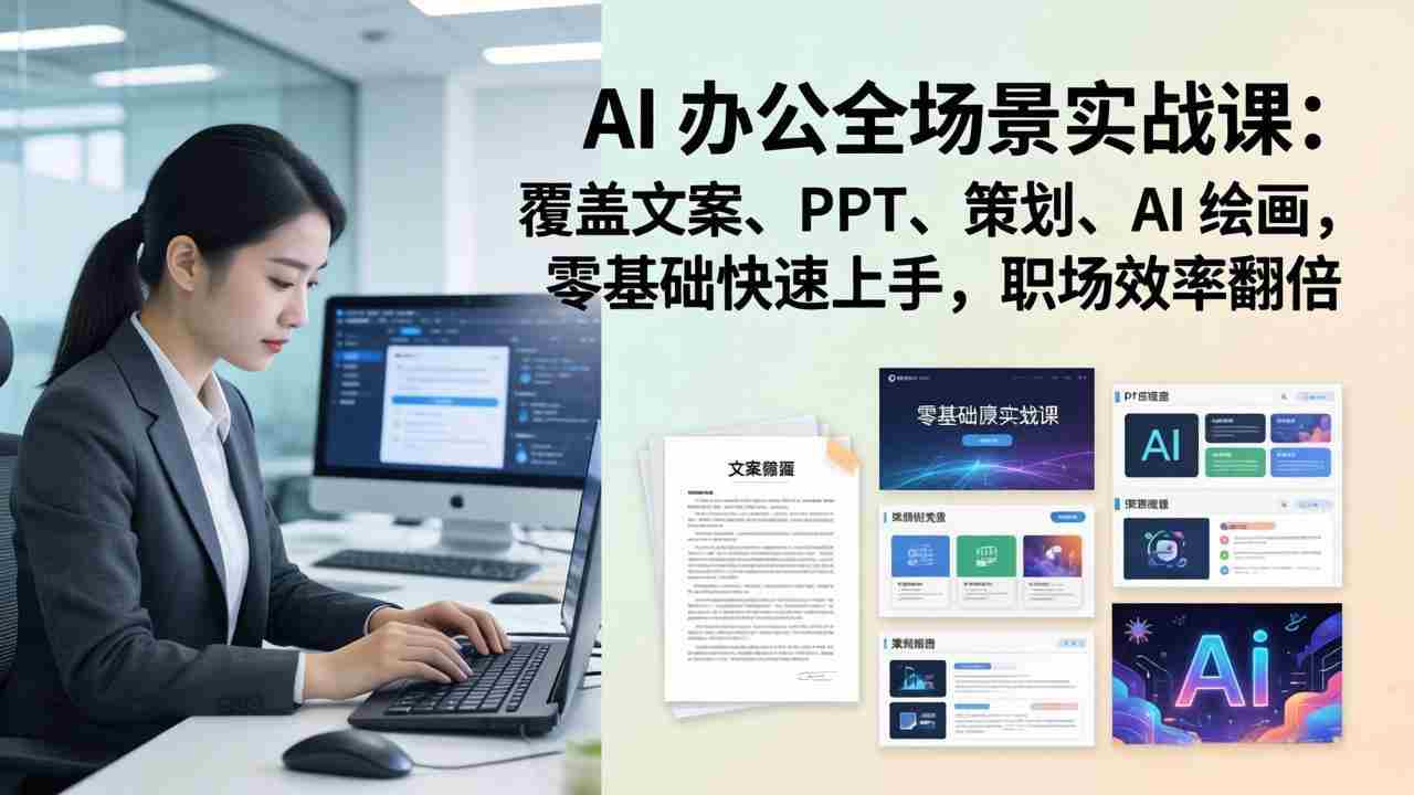（17732期） AI 办公全场景实战课：覆盖文案、PPT、策划、AI 绘画，零基础快速上手，职场效率翻倍-网创资源