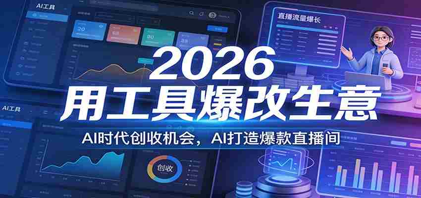 2026用工具爆改生意，AI时代创收机会，AI打造爆款直播间-网创资源