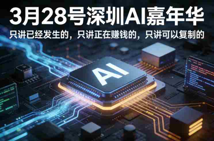 3月28号深圳AI嘉年华，只讲已经发生的，只讲正在賺钱的，只讲可以复制的-网创资源