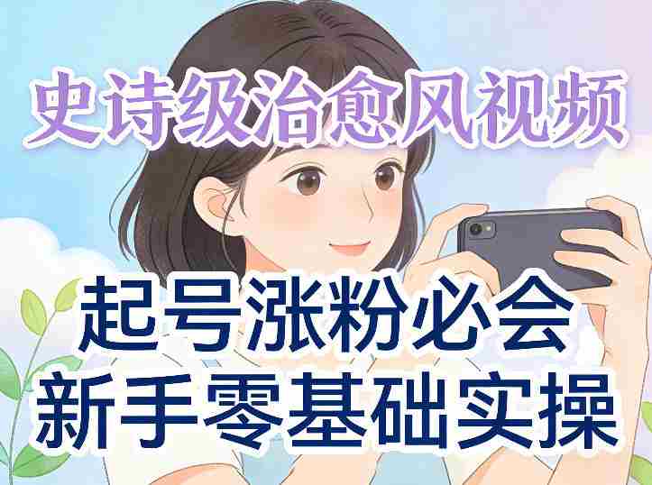 史诗级治愈风视频爆了，起号涨粉必会，新手零基础实操（实操+变现全讲解）-网创资源