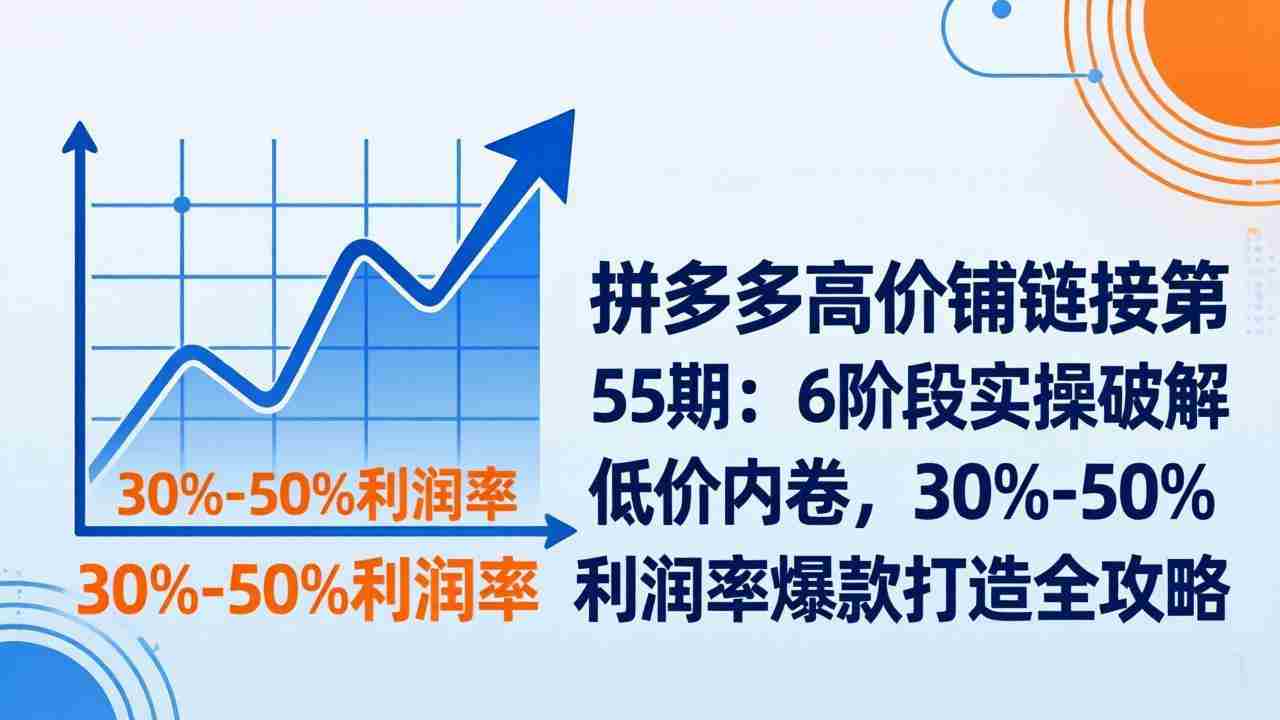 （17698期）拼多多高价铺链接第55期：6阶段实操破解低价内卷，30%-50%利润率爆款打造全攻略-网创资源