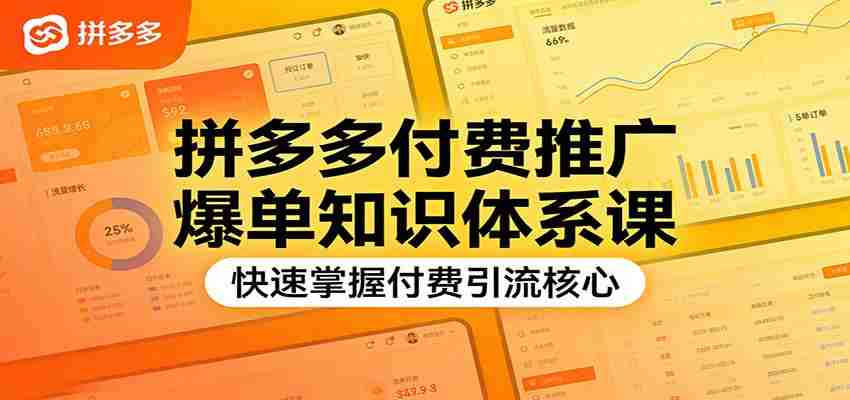 拼多多付费推广爆单知识体系课，快速掌握付费引流核心-网创资源