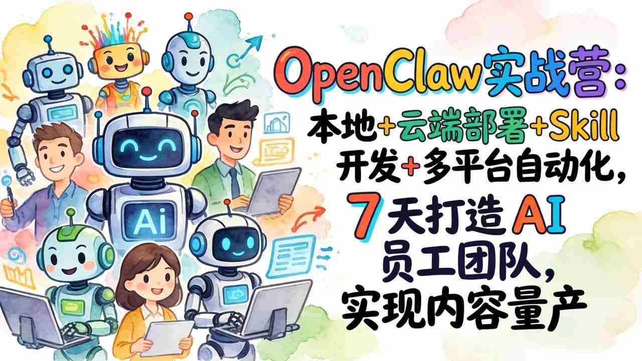 （17673期）OpenClaw实战营-更新：本地+云端部署+Skill开发+多平台自动化，7天打造AI员工团队+实现内容量产-网创资源