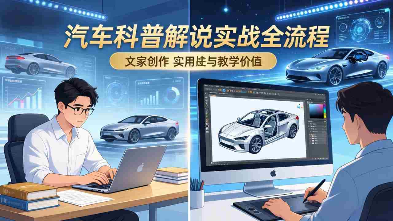 （17665期）抖音汽车科普解说实战：文案+动画+画面处理+去水印全流程，打造专业汽车科普视频-网创资源