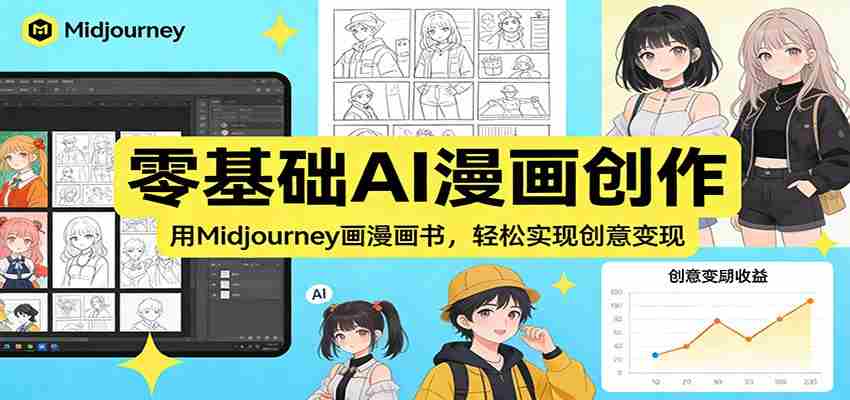 零基础AI漫画创作：用Midjourney画漫画书，轻松实现创意变现-网创资源
