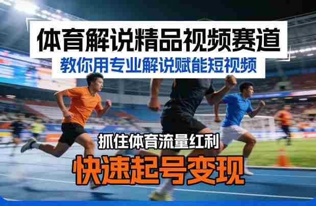 体育解说精品视频赛道，教你用专业解说赋能短视频，抓住体育流量红利，快速起号变现-网创资源
