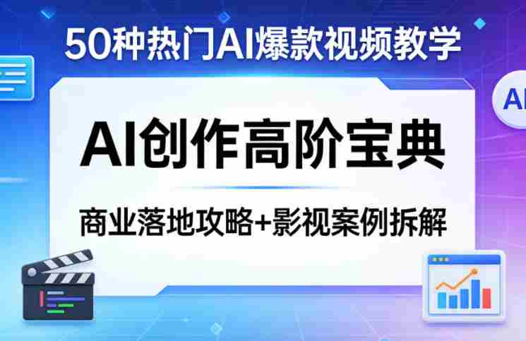 50种热门AI爆款视频教学，AI创作高阶宝典，商业落地攻略+影视案例拆解-网创资源