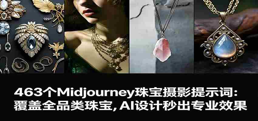 463个Midjourney珠宝摄影提示词：覆盖全品类珠宝，AI设计秒出专业效果-网创资源