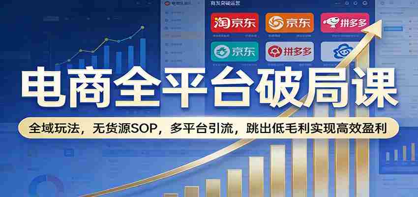 电商全平台破局课：全域玩法，无货源SOP，多平台引流，跳出低毛利实现高效盈利-网创资源