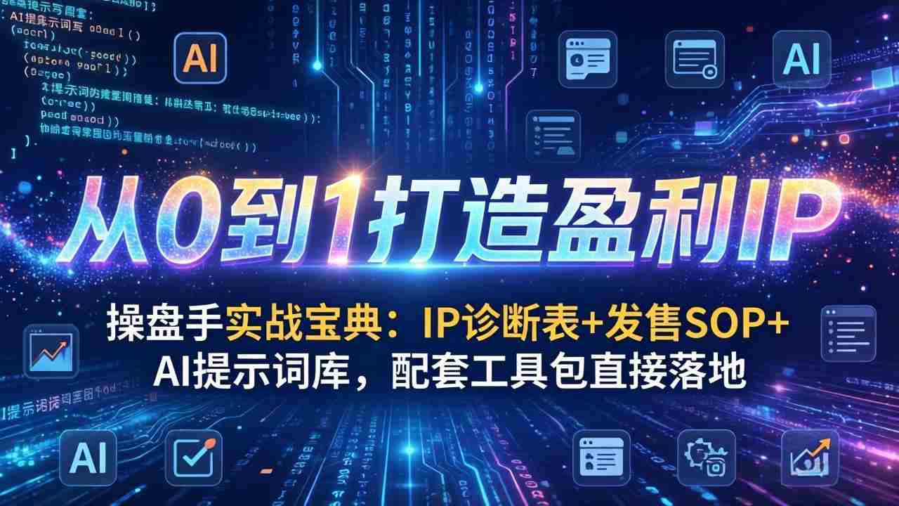 （17593期）操盘手实战宝典：IP诊断表+发售SOP+AI提示词库，配套工具包直接落地，从0到1打造盈利IP-网创资源