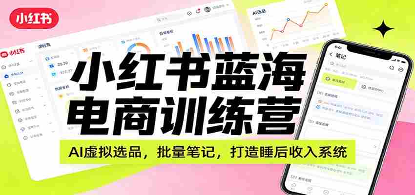 小红书蓝海电商训练营：AI虚拟选品，批量笔记，打造睡后收入系统-网创资源