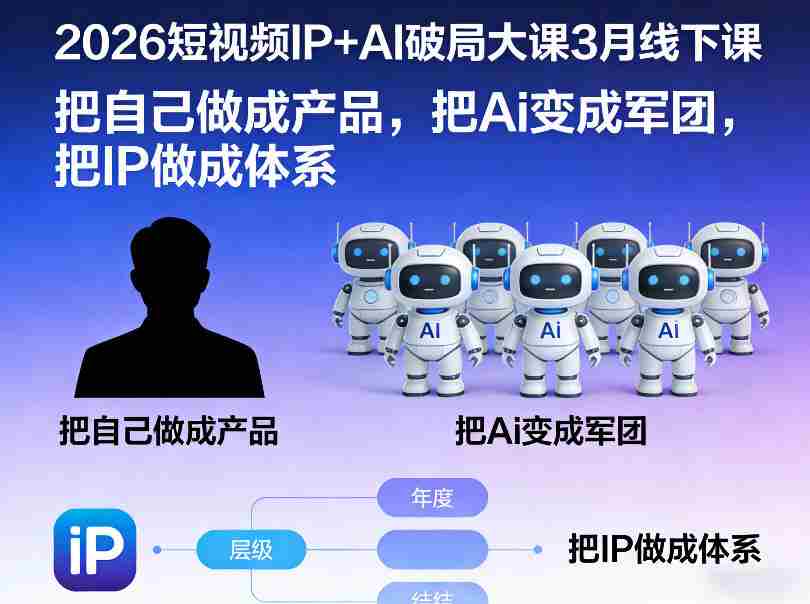 2026短视频IP+AI破局大课3月线下课，把自己做成产品，把Ai变成军团，把IP做成体系-网创资源
