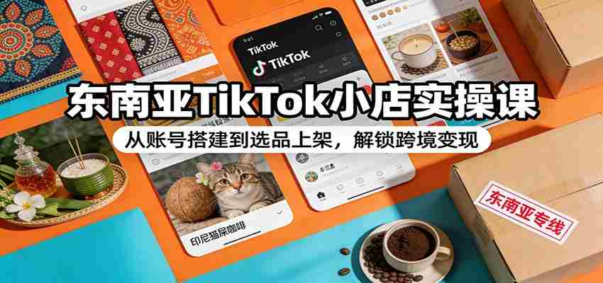 东南亚TikTok小店实操课：从账号搭建到选品上架，解锁跨境变现-网创资源