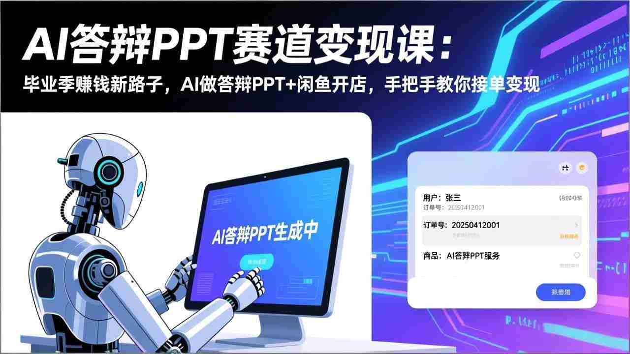 （17546期）AI答辩PPT赛道变现课：毕业季赚钱新路子，AI做答辩PPT+闲鱼开店，手把手教你接单变现-网创资源