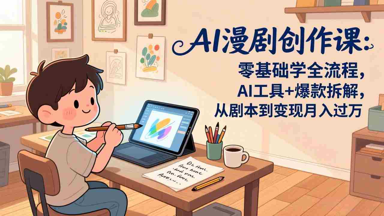（17519期）AI漫剧创作课：零基础学全流程，AI工具+爆款拆解，从剧本到变现月入过万-网创资源