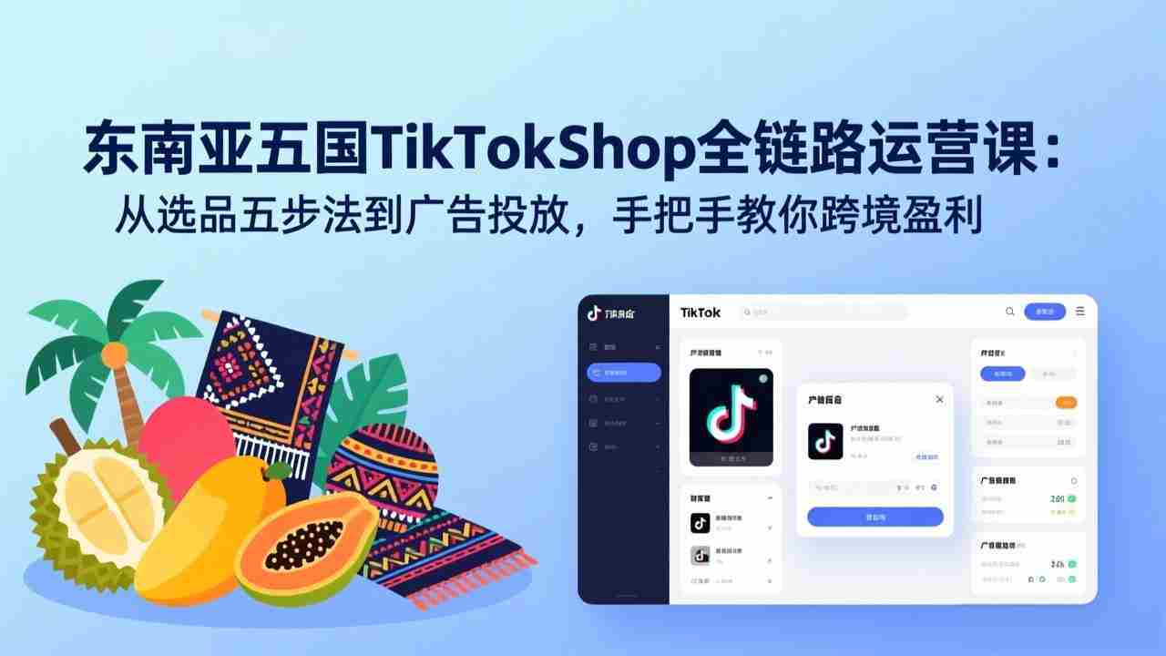 （17511期）东南亚五国TikTok Shop全链路运营课：从选品五步法到广告投放，手把手教你跨境盈利-网创资源