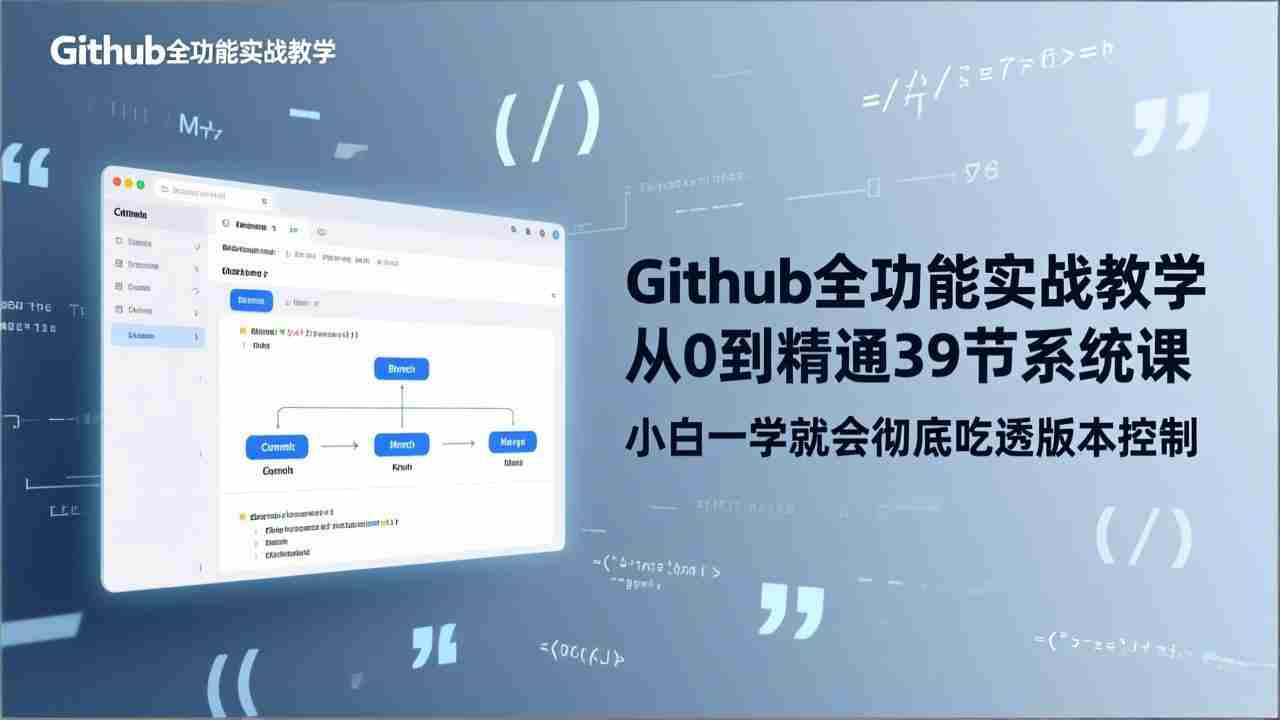 （17501期）GitHub-全功能实战教学，从0到精通39节系统课，小白一学就会彻底吃透版本控制-网创资源