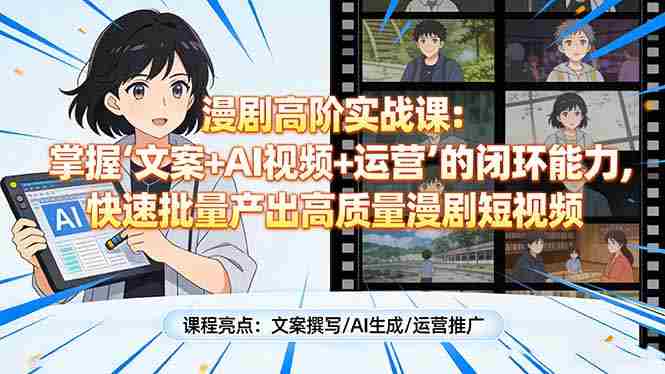 （17461期）漫剧高阶实战课：掌握“文案+AI视频+运营”的闭环能力，快速批量产出高质量漫剧短视频-网创资源