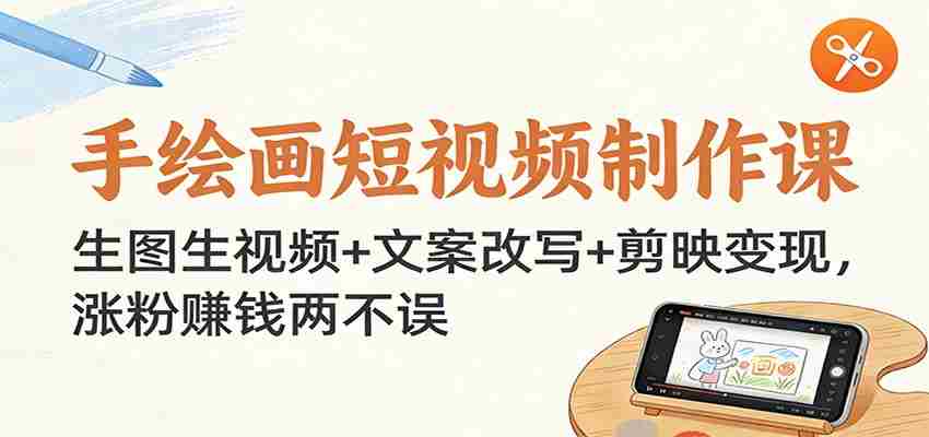 手绘画短视频制作课：生图生视频+文案改写+剪映变现，涨粉赚钱两不误-网创资源