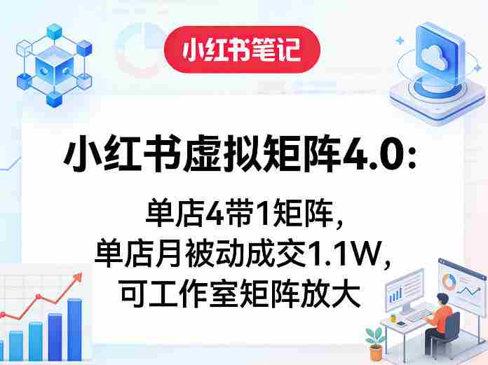 小红书虚拟矩阵4.0：单店4带1矩阵，单店月被动成交1.1W，可工作室矩阵放大-网创资源