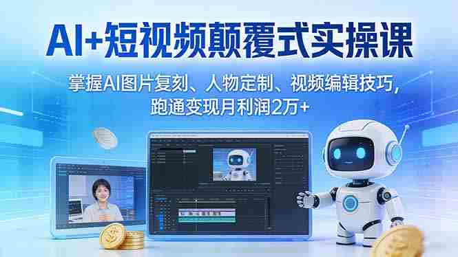 （17454期）AI+短视频颠覆式实操课：掌握AI图片复刻、人物定制、视频编辑技巧，跑通变现月利润2万+-网创资源