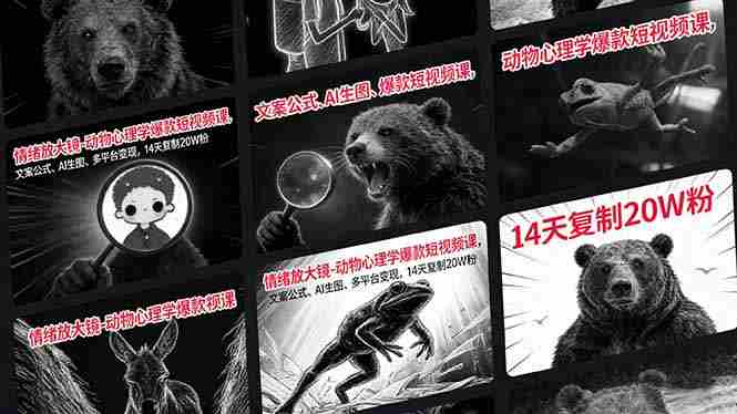 （17376期）情绪放大镜-动物心理学爆款短视频课，文案公式、AI生图、多平台变现，14天复制20W粉-网创资源