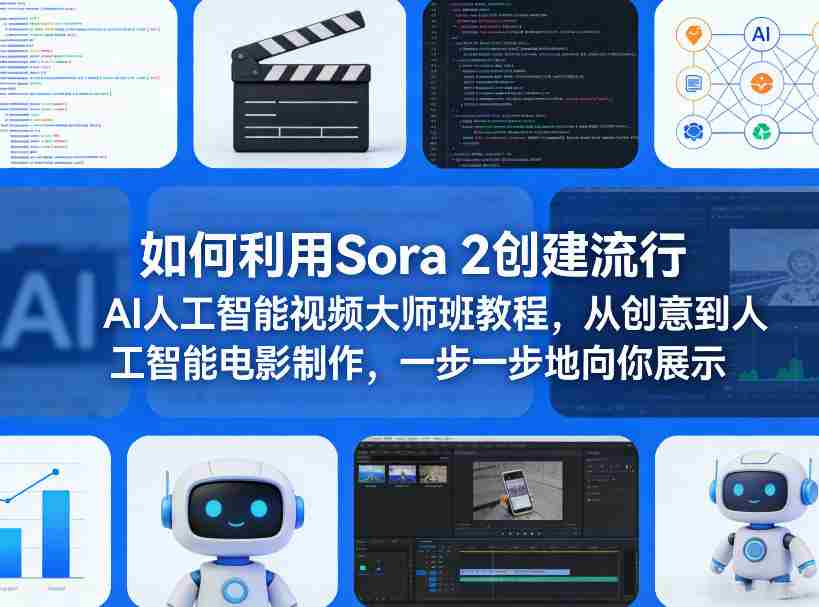 如何利用Sora 2创建流行AI人工智能视频大师班教程，从创意到人工智能电影制作，一步一步地向你展示-网创资源