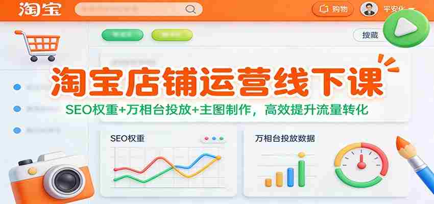淘宝店铺运营线下课：SEO权重+万相台投放+主图制作，高效提升流量转化-网创资源