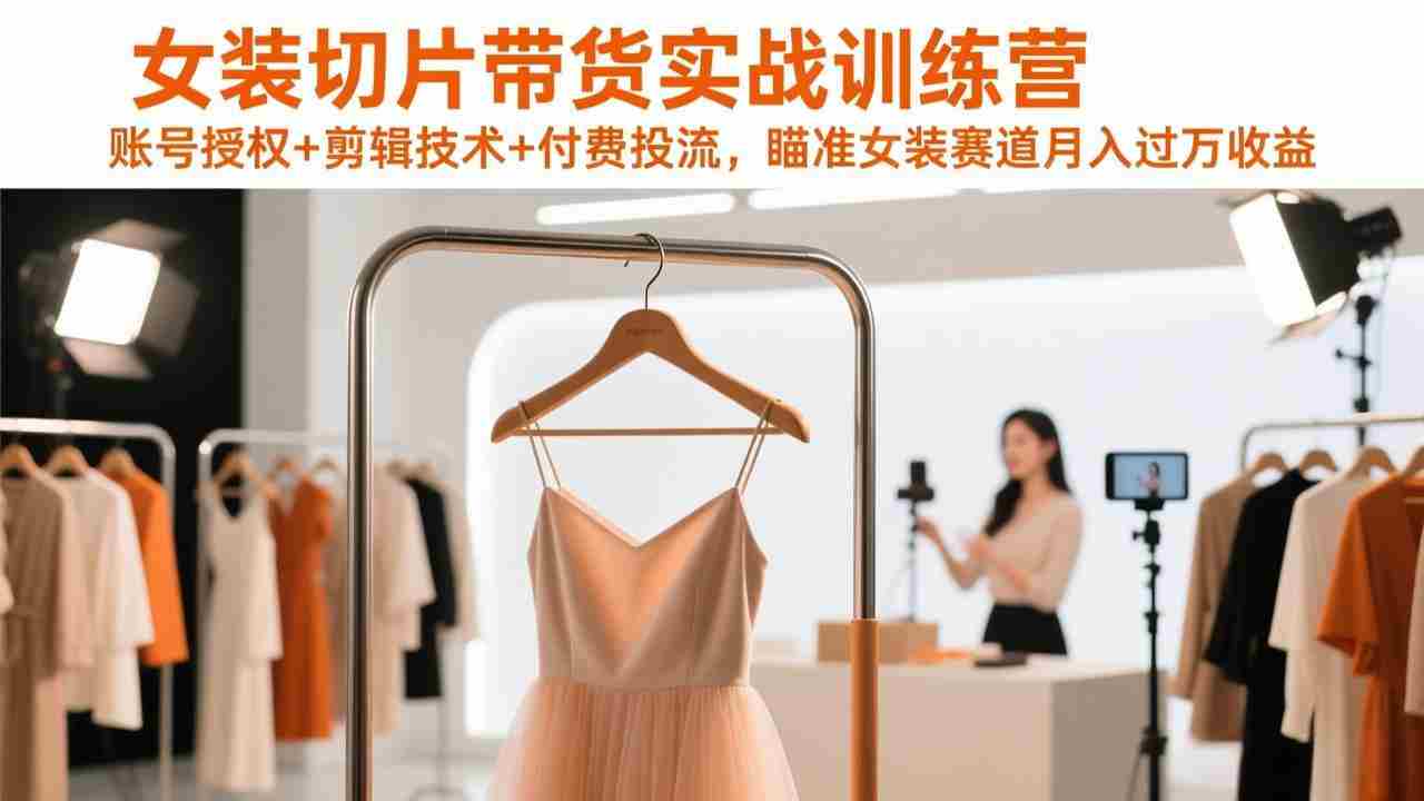 （17357期）女装切片带货实战训练营，账号授权+剪辑技术+付费投流，瞄准女装赛道月入过万收益-网创资源