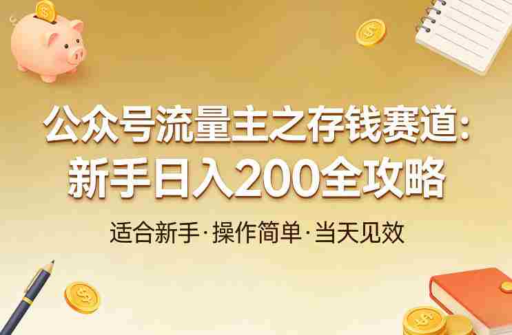 公众号流量主之存钱赛道，贴合当下需求，适合新手，一天收益2张-网创资源