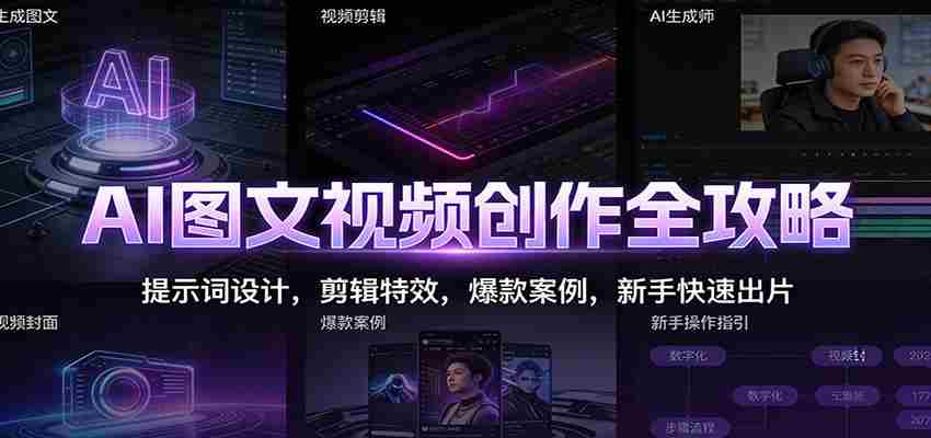 AI图文视频创作全攻略：提示词设计，剪辑特效，爆款案例，新手快速出片-网创资源