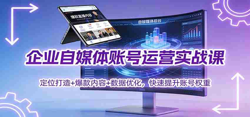 企业自媒体账号运营实战课：定位打造+ 爆款内容+数据优化，快速提升账号权重-网创资源