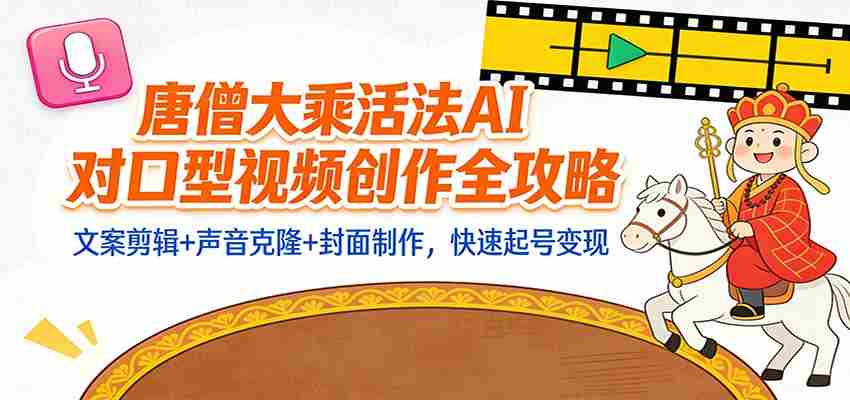 “大乘活法”AI对口型视频创作全攻略：文案剪辑+声音克隆+封面制作，快速起号变现-网创资源