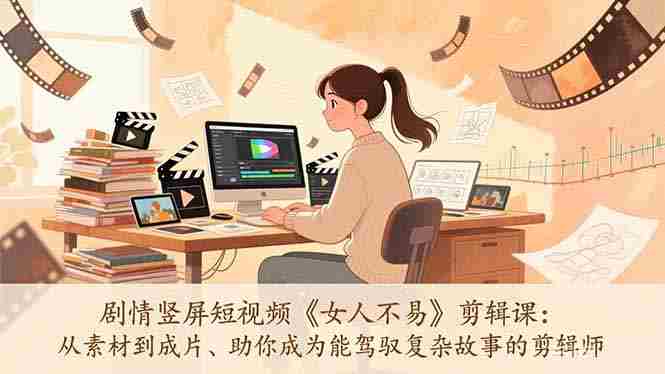 （17305期）剧情竖屏短视频《女人不易》剪辑课：从素材到成片、助你成为能驾驭复杂故事的剪辑师-网创资源