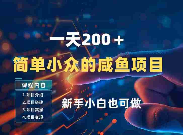 一天收入2张，一个简单小众的咸鱼项目，0门槛小白也能做-网创资源