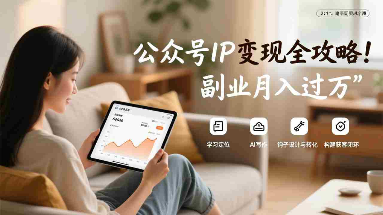 （17275期）公众号IP变现全攻略，学习定位、AI写作、钩子设计与转化，构建获客闭环，副业月入过万-网创资源