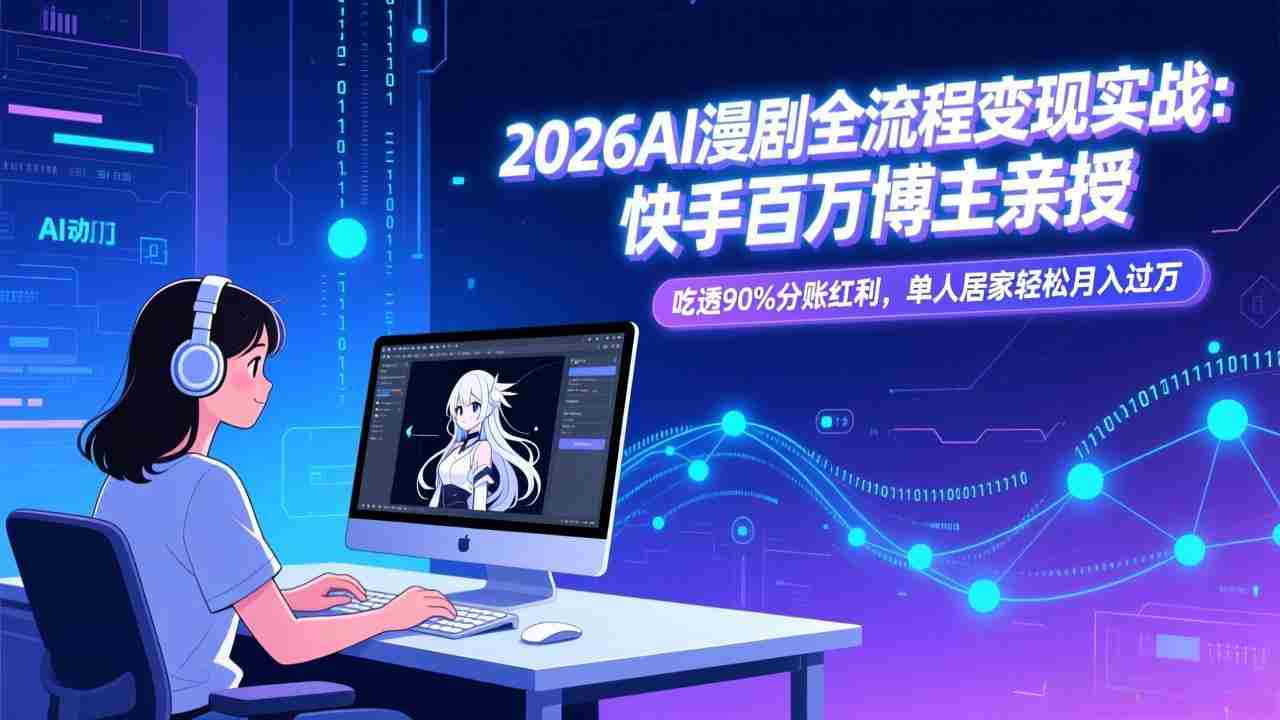 （17266期）2026AI漫剧全流程变现实战：快手百万博主亲授，吃透90%分账红利，单人居家轻松月入过万-网创资源