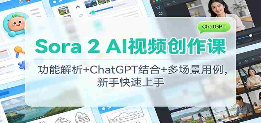 Sora 2 AI视频创作课：功能解析+ChatGPT结合+多场景用例，新手快速上手-网创资源