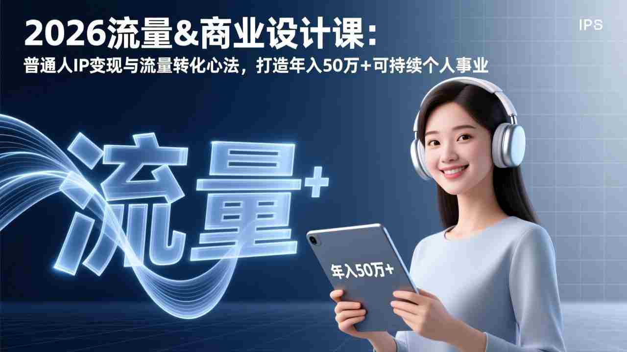 （17246期）2026流量&商业设计课：普通人IP变现与流量转化心法，打造年入50万+可持续个人事业-网创资源