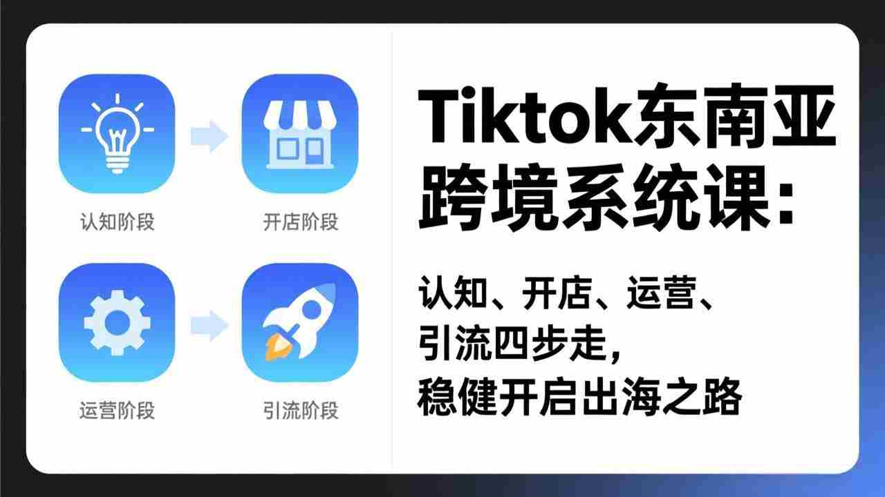 （17243期）TikTok东南亚跨境系统课：认知、开店、运营、引流四步走，稳健开启出海之路-网创资源