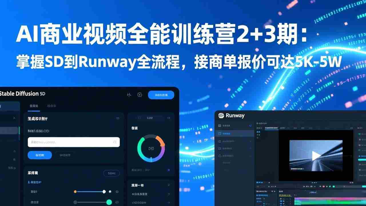 （17235期）AI商业视频全能训练营2+3期：掌握SD到Runway全流程，接商单报价可达5K-5W-网创资源