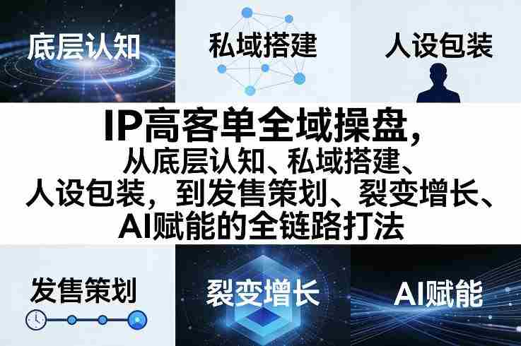 IP高客单全域操盘，从底层认知、私域搭建、人设包装，到发售策划、裂变增长、AI赋能的全链路打法-网创资源