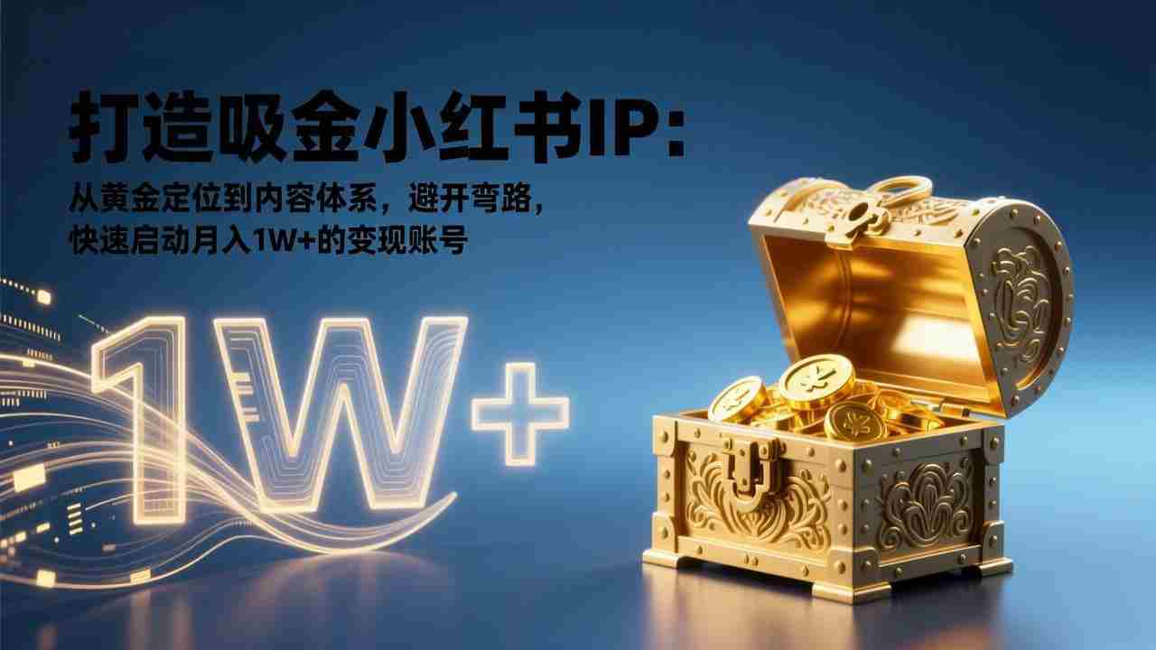 （17227期）打造吸金小红书IP：从黄金定位到内容体系，避开弯路，快速启动月入1W+的变现账号-网创资源