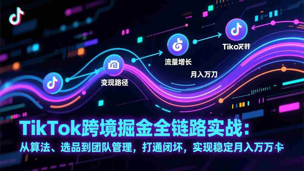 （17216期）TikTok跨境掘金全链路实战：从算法、选品到团队管理，打通闭环，实现稳定月入万刀-网创资源
