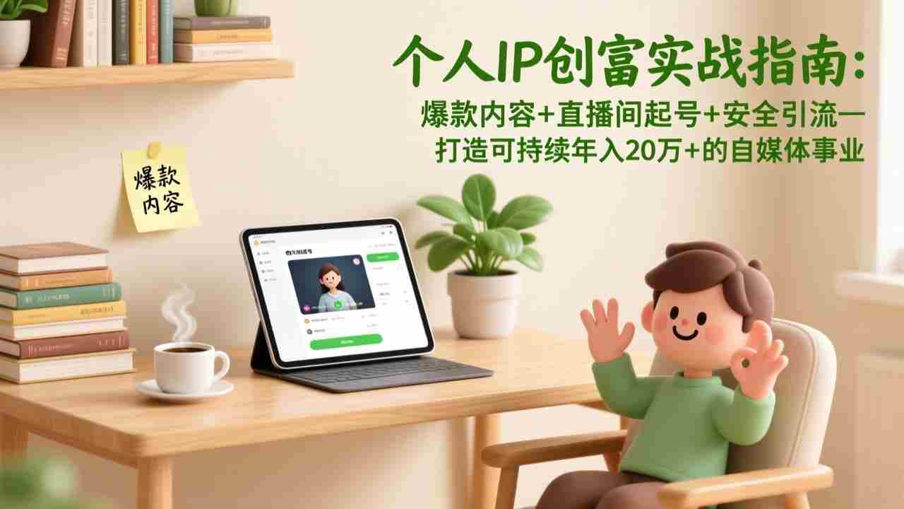（17217期）个人IP创富实战指南：爆款内容+直播间起号+安全引流，打造可持续年入20万+的自媒体事业-网创资源