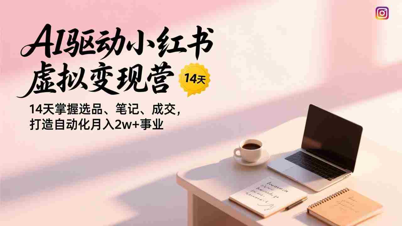 （17204期）AI驱动小红书虚拟变现营，14天掌握选品、笔记、成交，打造自动化月入2w+事业-网创资源