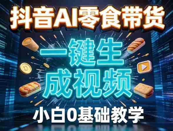 抖音AI零食带货，一键生成视频，小白0基础教学-网创资源